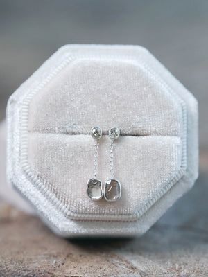 Indonesian Diamond Dew Drop Earrings in Silver