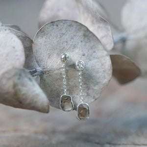 Indonesian Diamond Dew Drop Earrings in Sterling Silver