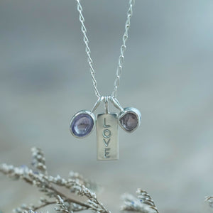 Kalimantan Amethyst and Raw Garnet Necklace Pendant in Silver