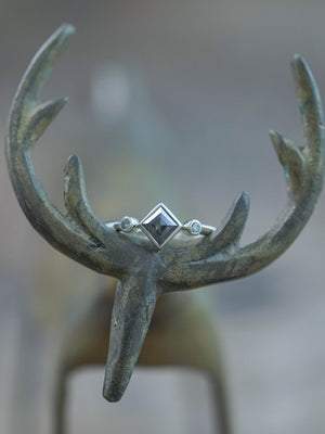 Salt and Pepper Kite Diamond Ring in Silver