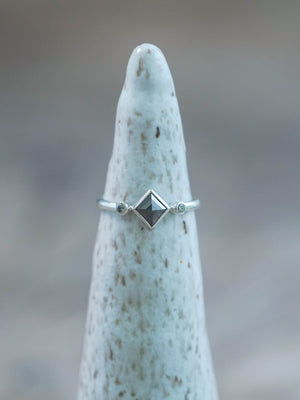 Salt and Pepper Kite Diamond Ring in Silver