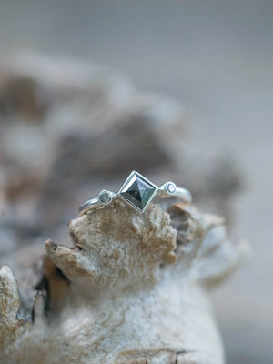 Salt and Pepper Kite Diamond Ring in Silver