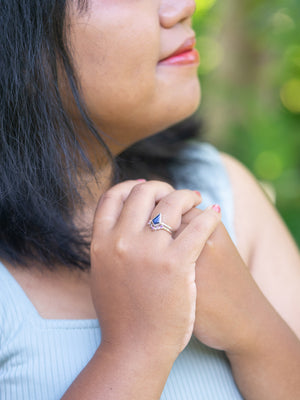 Kite Sapphire and Garnet Ring Set - Gardens of the Sun | Ethical Jewelry