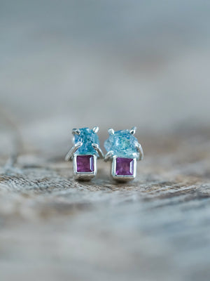 Kornerupine and Ruby Earrings - Gardens of the Sun | Ethical Jewelry