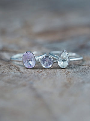 Kunzite Engagement Rings in Silver