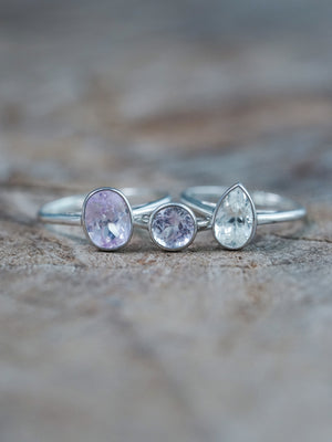 Kunzite Engagement Rings in Silver