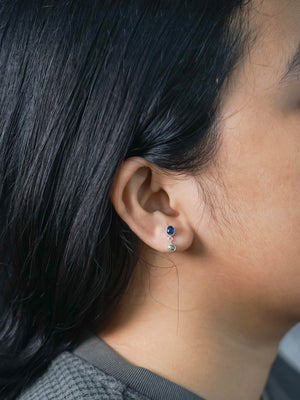 Dangling Kyanite and Green Sapphire Stud Earrings