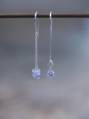 Labradorite and Jungle Sapphire Earrings in Recycled Sterling Silver
