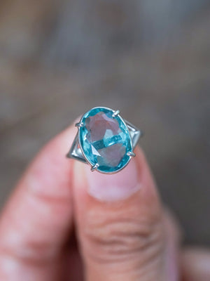 Large Fluorite Ring in Sterling Silver for Engagement