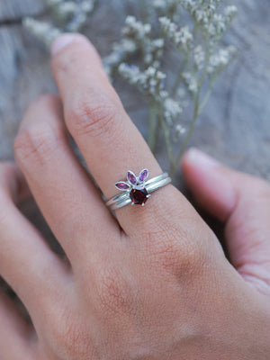 Marquise Garnet Crown Ring - Gardens of the Sun | Ethical Jewelry