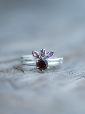 Marquise Garnet Crown Ring - Gardens of the Sun | Ethical Jewelry