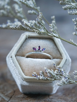 Marquise Garnet Crown Ring - Gardens of the Sun | Ethical Jewelry