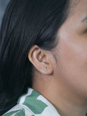 Mismatched Diamond Cluster Earrings in Sterling Silver