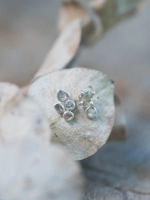Mismatched Indonesian Diamond Stud Earrings in Sterling Silver