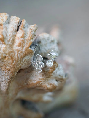 Mismatched Natural Indonesian Diamond Stud Earrings in Sterling Silver