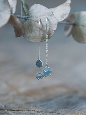Mismatched Rough Blue Sapphire Earrings