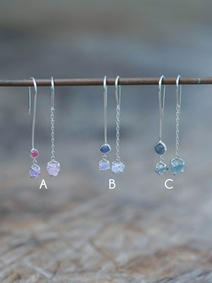 Mismatched Rough Pink Sapphire Earrings