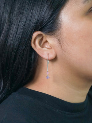 Mismatched Rough Sapphire Dangling Earrings