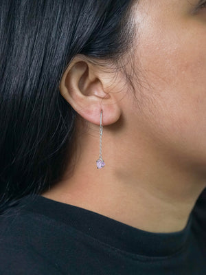 Mismatched Rough Sapphire Dangling Earrings in Sterling Silver