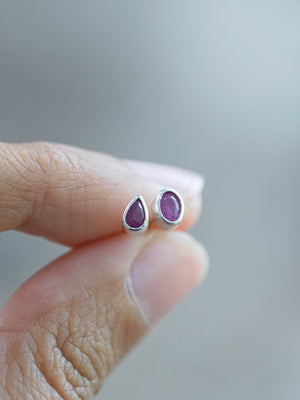 Mismatched Ruby Earrings in Silver