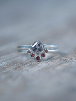 Montana Sapphire and Spinel Ring Set in recycled sterling silver | Ready to Ship