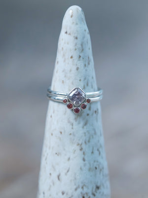 Montana Sapphire and Spinel Ring Set in recycled sterling silver | US size 7.5 and ready to ship