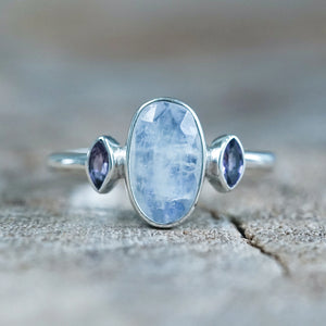 Moonstone and Amethyst Ring