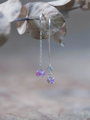 Moonstone and Jungle Sapphire Dangling Earrings in Sterling Silver