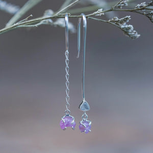 Moonstone and Jungle Sapphire Earrings in Sterling Silver