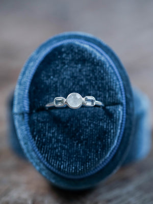 Moonstone and Pale Blue Sapphire Engagement Ring