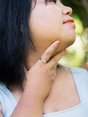 Moonstone and Aquamarine Ring Set - Gardens of the Sun | Ethical Jewelry