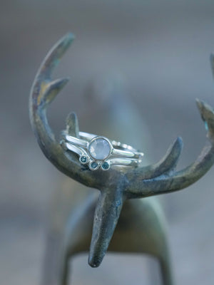 Moonstone and Aquamarine Ring Set - Gardens of the Sun | Ethical Jewelry