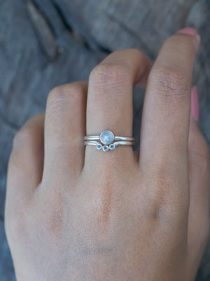 Moonstone and Aquamarine Ring Set - Gardens of the Sun | Ethical Jewelry