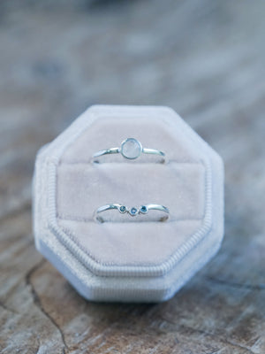 Moonstone and Aquamarine Ring Set - Gardens of the Sun | Ethical Jewelry