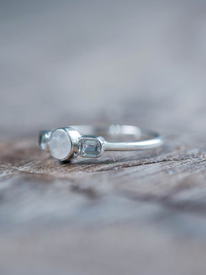 Moonstone and Sapphire Ring