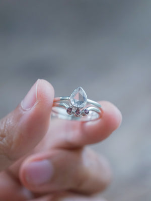 Morganite and Spinel Ring Set in US size