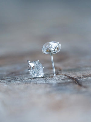 Natural and Raw Herkimer Diamond Stud Earrings