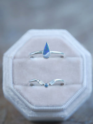 Opal, Aquamarine and Zircon Ring Set in recycled sterling silver in velvet box
