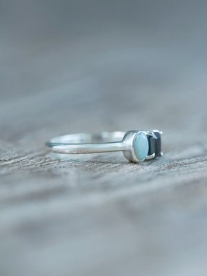 Opal and Spinel Ring in Recycled Sterling Silver