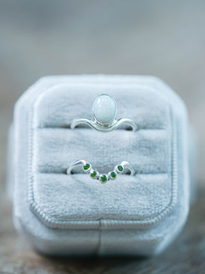 Opal and Tsavorite Green Garnet Ring Set