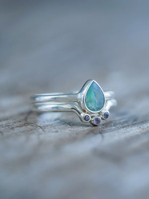 Opal and Pink Sapphire Ring Set - Gardens of the Sun | Ethical Jewelry