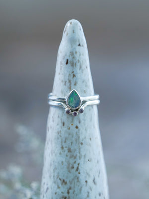 Opal and Pink Sapphire Ring Set - Gardens of the Sun | Ethical Jewelry