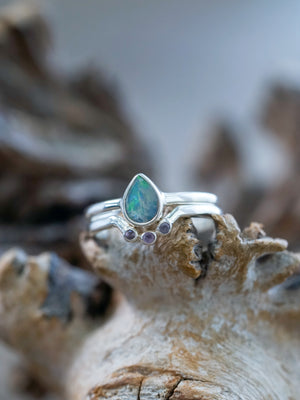 Opal and Pink Sapphire Ring Set - Gardens of the Sun | Ethical Jewelry