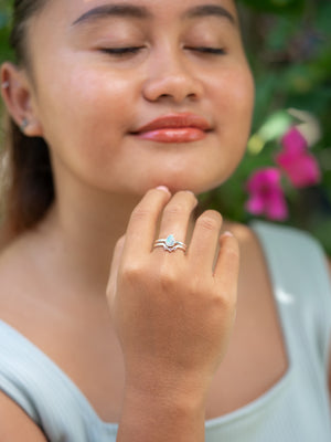 Opal and Pink Sapphire Ring Set - Gardens of the Sun | Ethical Jewelry