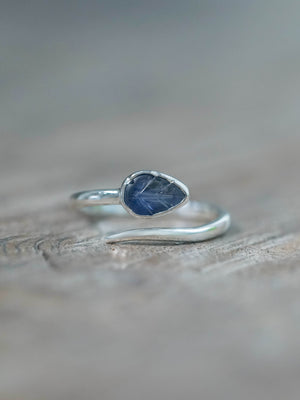 Open Sapphire Leaf Ring