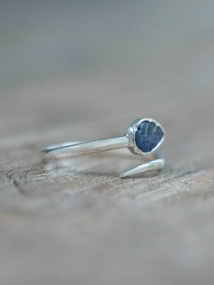 Open Sapphire Leaf Ring