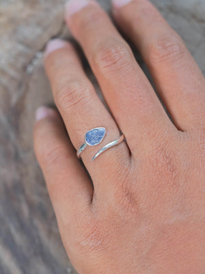 Open Sapphire Leaf Ring
