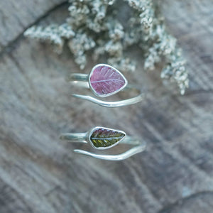 Open Tourmaline Leaf Ring in recycled sterling silver