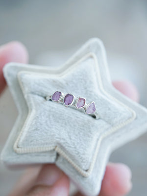 Organic Four Stone Sapphire Engagement Ring