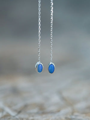 Oval Opal Ear Threaders - Gardens of the Sun | Ethical Jewelry